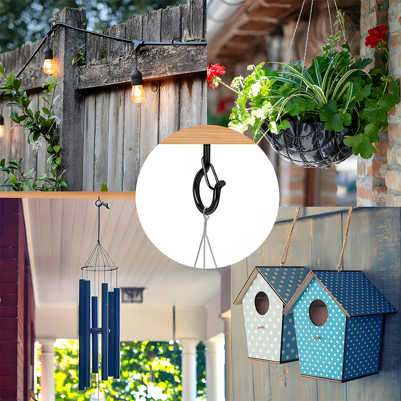 S Hooks, 10-40 Units of Q-Type Hooks That Can Be Easily Released, Perfect for Hanging Outdoor Halloween Light Strings, Plant Flower Baskets, Wind Chimes, And Bird Feeders. Features a Safety Buckle Design, Ideal for Christmas And Halloween Holiday Gi