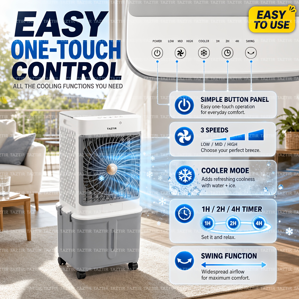 TAZTIR 2200 CFM Portable Evaporative Air Cooler, Air Conditioner... product image 8