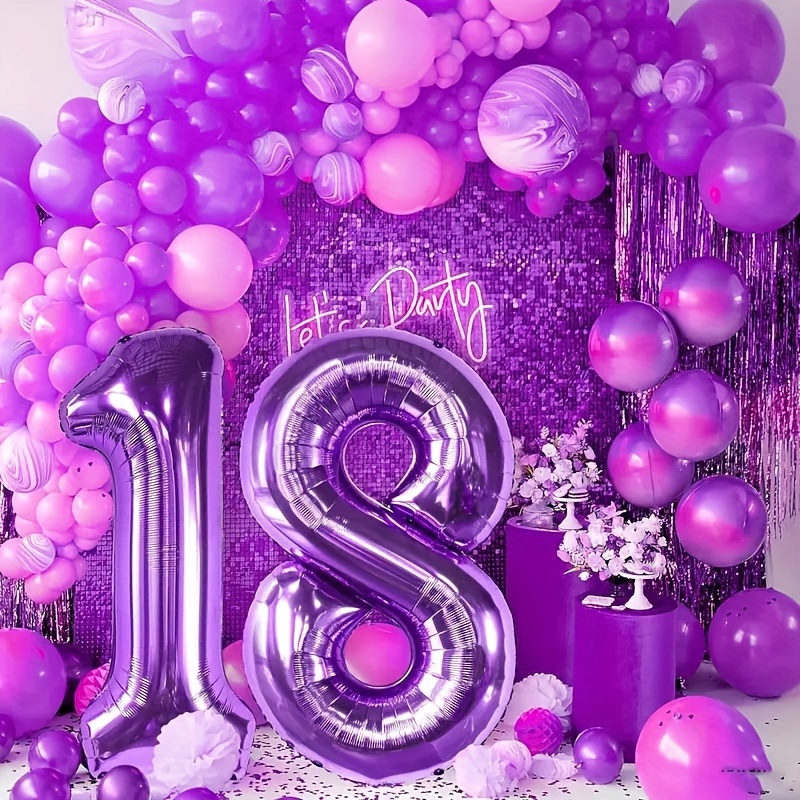

[top-] 2pcs Purple 18 Balloons For Large Purple Theme 18th Decorations