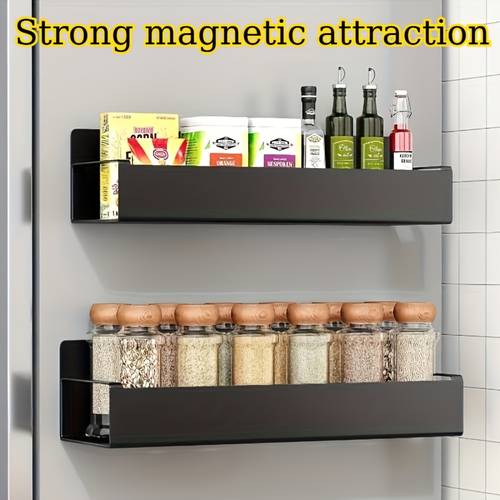 magnetic refrigerator shelf no drilling required multi functional kitchen spice rack strong magnetic condiment rack nail free space saving contemporary style ash floating shelves