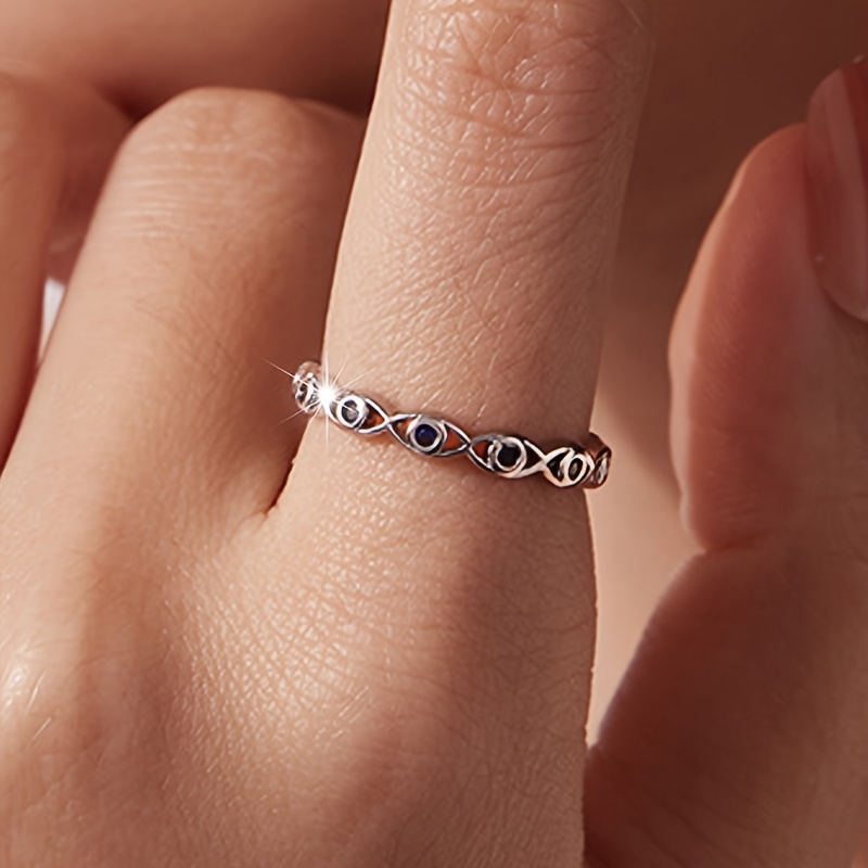 Women's Minimalist Lucky Eye Ring, Versatile Blue Eye Design