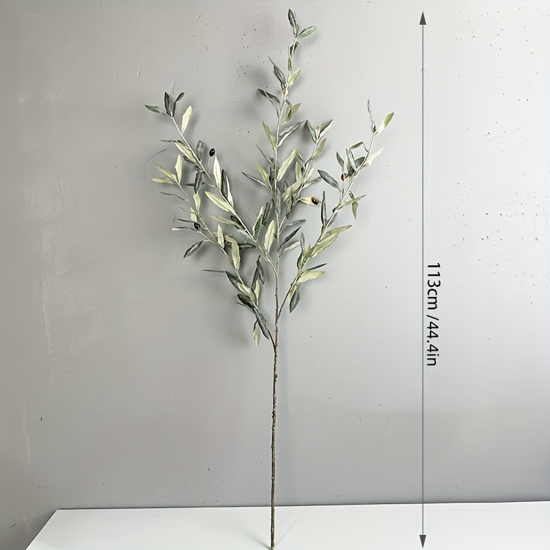 Image of 1-branch Realistic Artificial Olive Tree Branch With Fake Olives - Long Plastic Suitable For Christmas Decor, Mediterranean Vase Centerpiece, Summer Tabletop Decoration - Fruit & Leaves