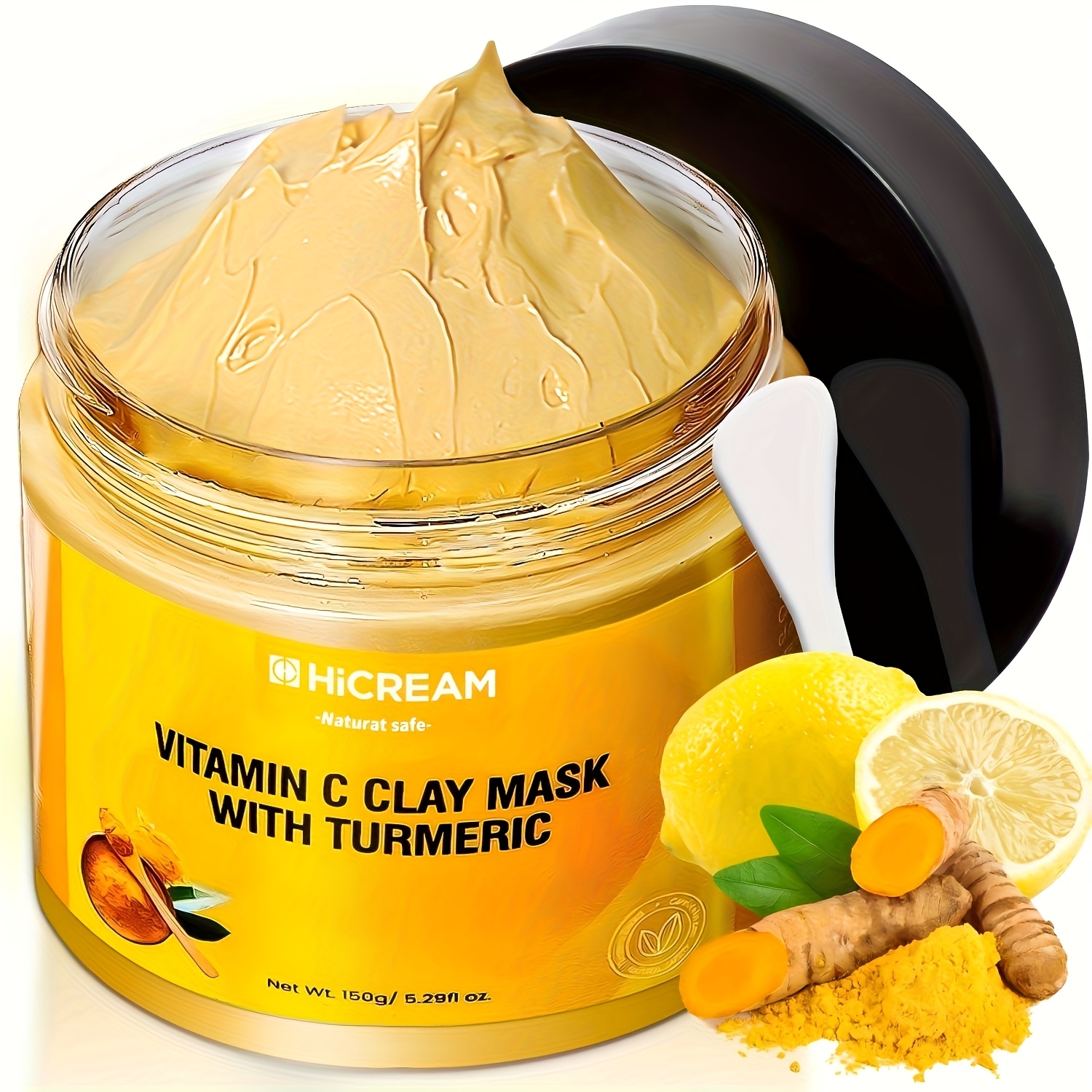 TEMU Turmeric Vitamin C Clay Mask Turmeric Facial Mud Mask, With Aloe Vera, Calendula, Deep Cleansing, Moisturizing And Firming Mask, Hypoallergenic, Suitable For Types, , Gift For