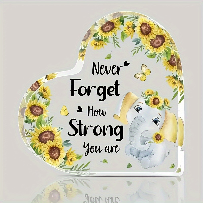 

1pc, Inspirational Acrylic Gift For Friends - Cute Elephant And Sunflower Pattern - Perfect For Birthdays And Home Decor
