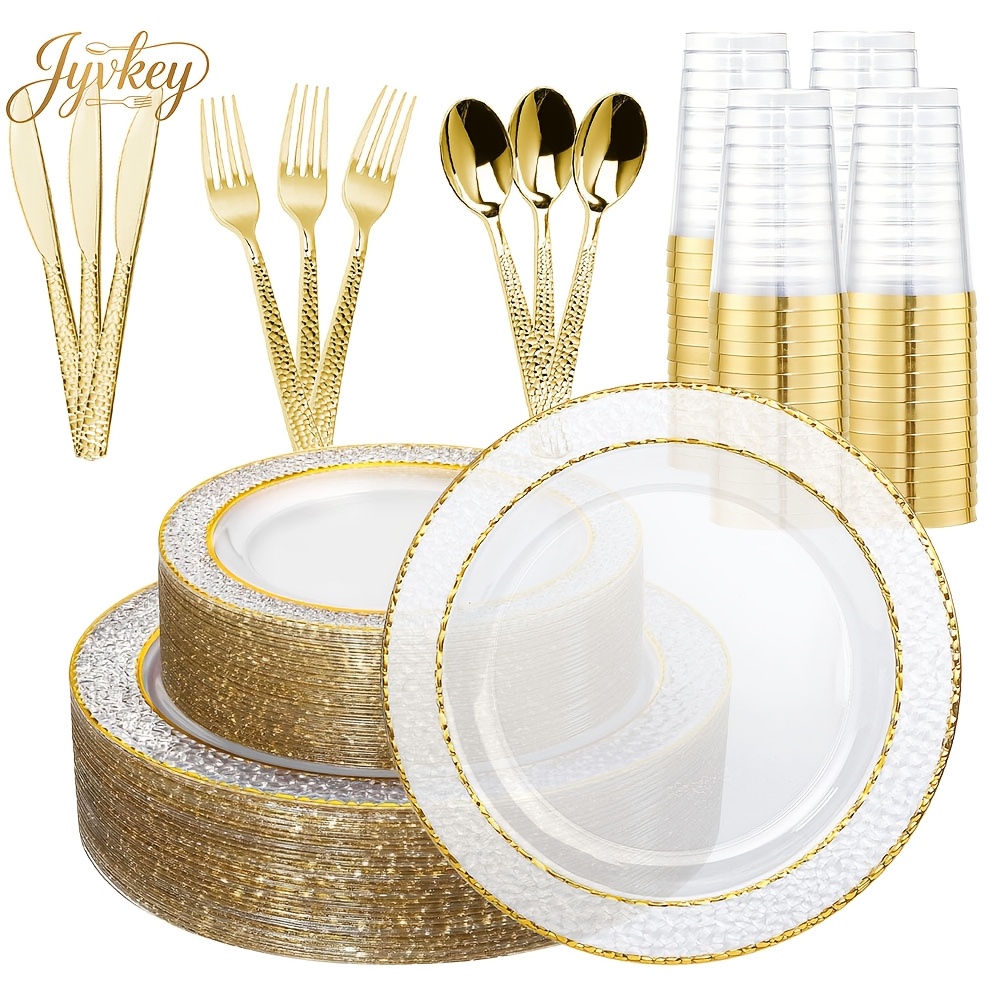 this 120pcs heavy duty double   plastic cutlery set   cutlery forks spoons plates and cups high quality party cutlery   large parties birthday parties wedding receptions and more reusable