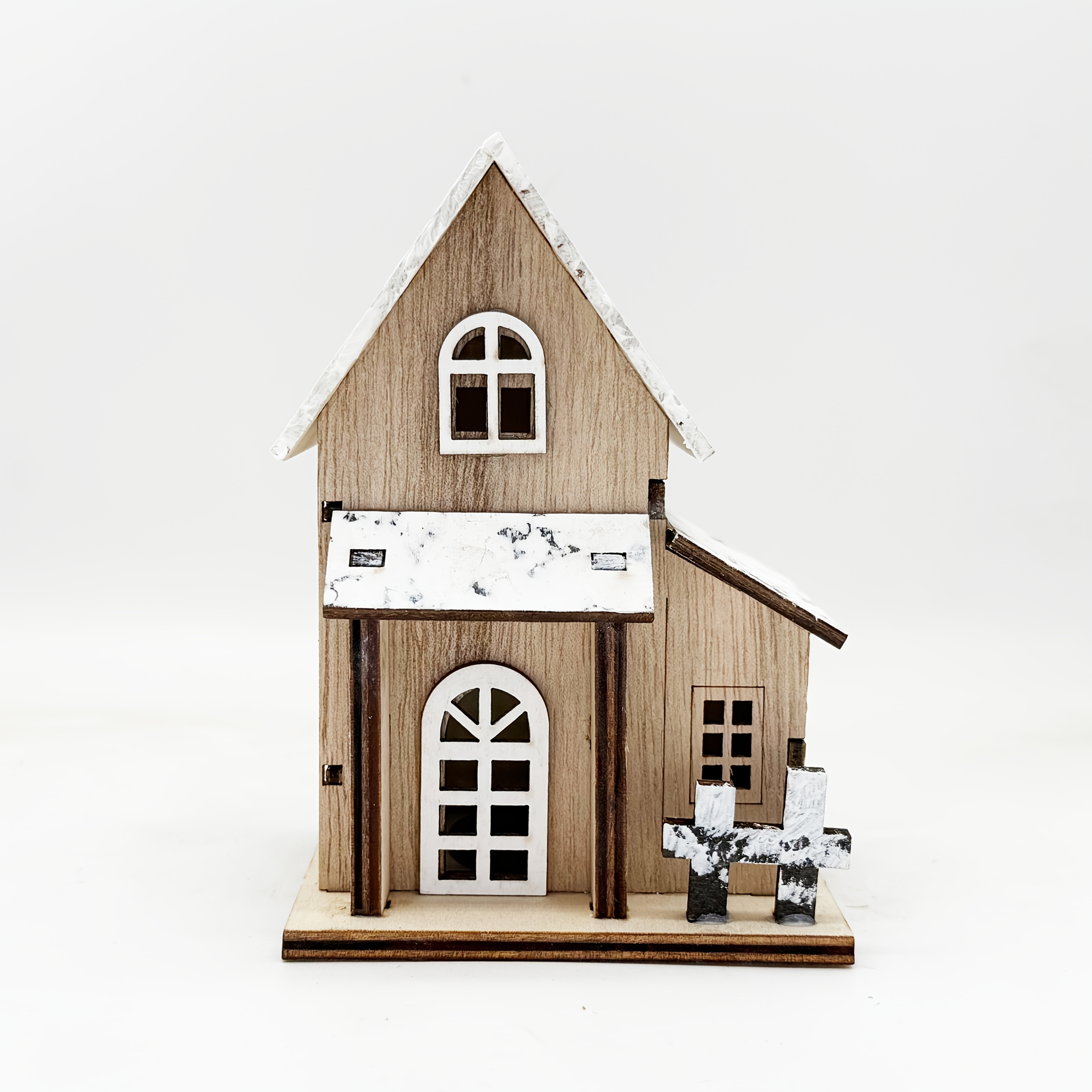 Image of New Christmas Wooden Craft Wooden Christmas Winter Scene Small Wooden House Christmas Ornament Home Holiday Decoration Halloween
