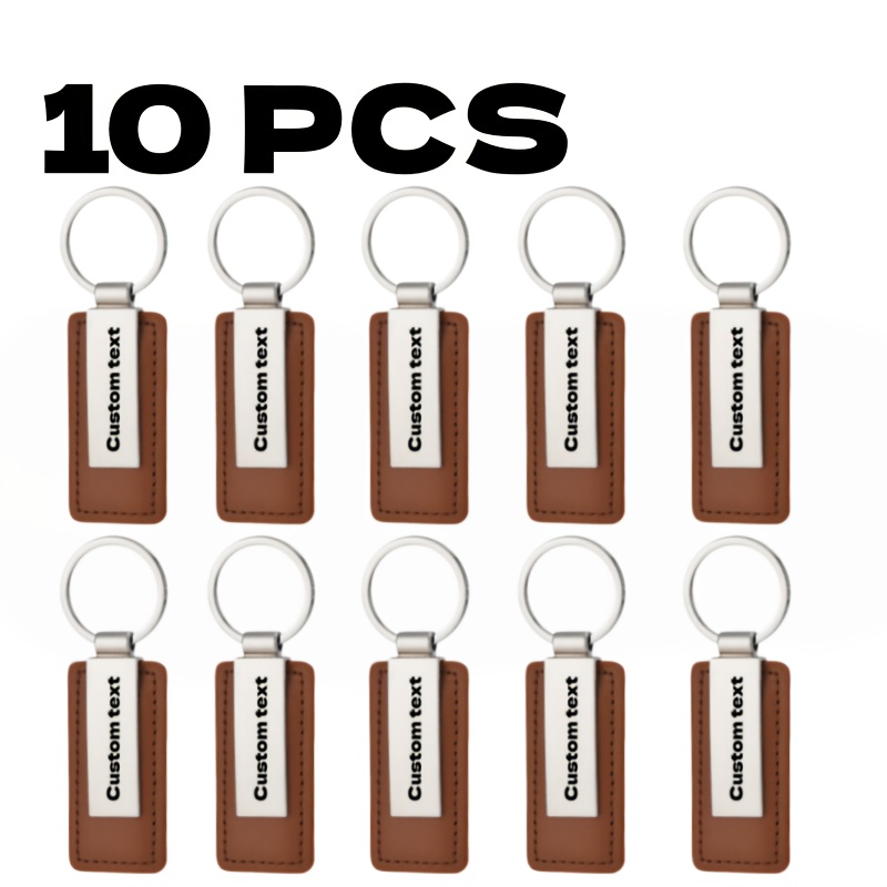 TEMU 1/10pcs- Laser Engraved Pu Keychain With Stainless Steel Id Card - Customizable Name And Phone Number Men's Keychain Father's Day Car Motorcycle