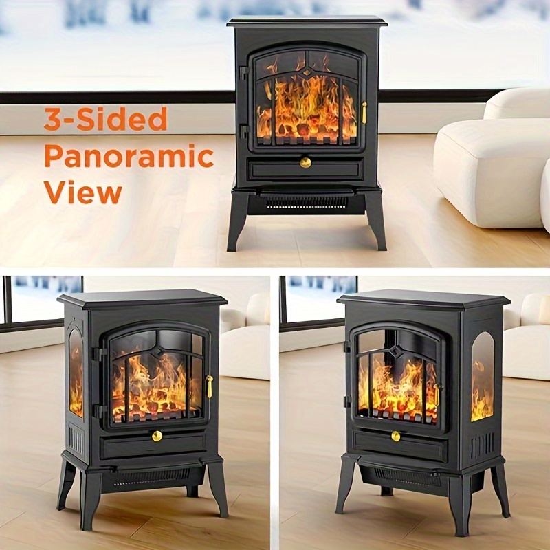 

Kndko 3d Visual Flame Electric Fireplace Stove With Protection, - For Indoor Use, 1000w/1500w Power Options - Ideal For Study, Bedroom, Office, Realistic, Suitable