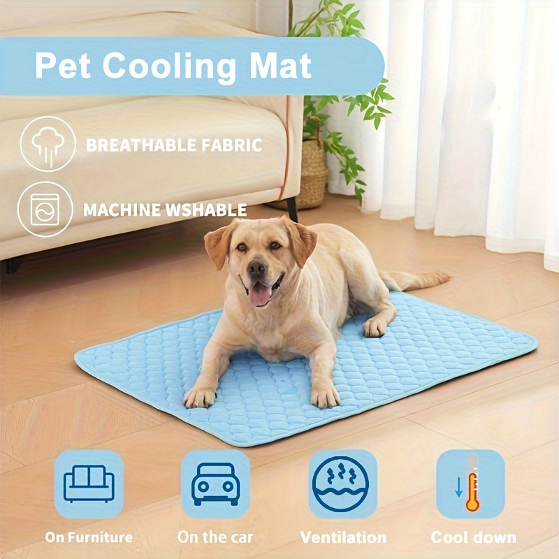 

Pet Cooling Mat For Dogs, Polyester Fiber, Geometric Pattern, Breathable & Machine Washable, Versatile For Furniture And Car, Ideal For Extra Small To Large Breeds - Comfortable Chill Bed Pad