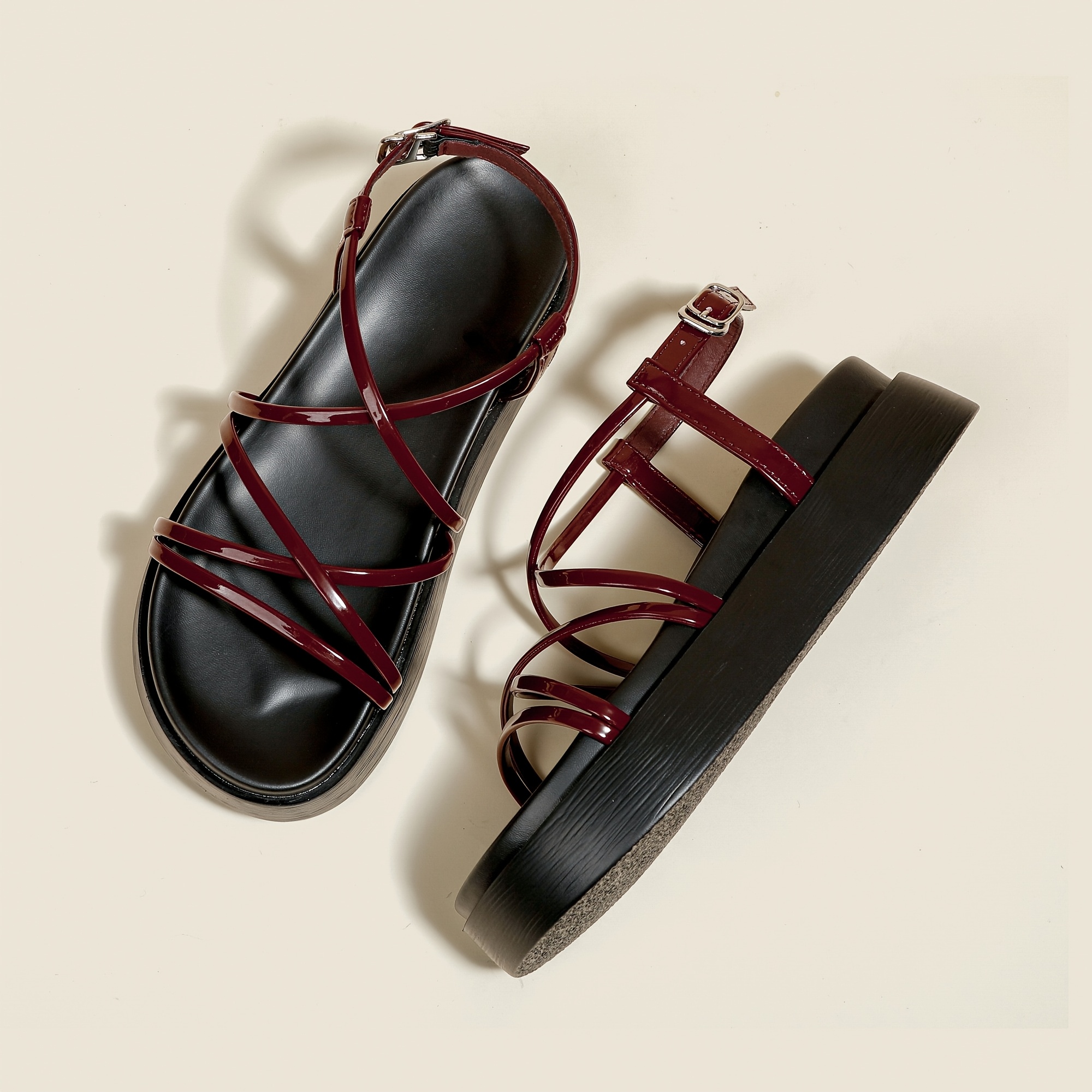TEMU Sandalias de plataforma con gruesa para mujer, moda , estilo, para uso al , falda estilo , sandalias versátiles de blanda y tiras finas,