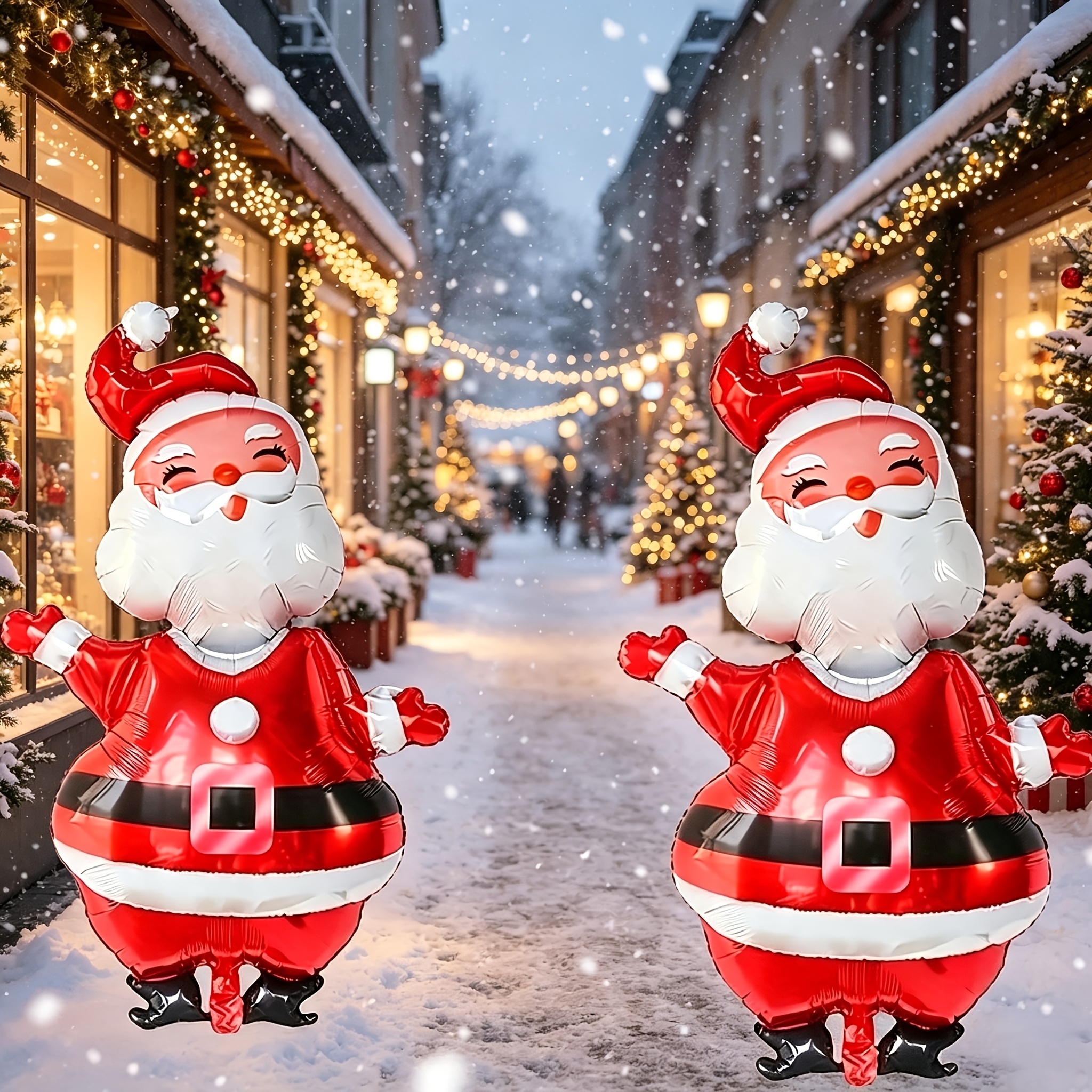 TEMU Dos globos de Papá Noel , perfectos para decoraciones creativas con temática navideña, montajes de fiestas de Navidad, celebraciones de