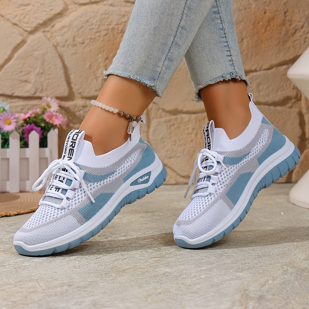 Lightweight Lace-Up Casual Sneakers - Women's Breathable Mesh Shoes with Comfortable Soft Soles, Suitable for Travel, Gardening, and Daily Wear | Gradient Color Block Design + Wear-Resistant PU Outsole + Low-Top Gradient Casual Sneakers, Women Shoes