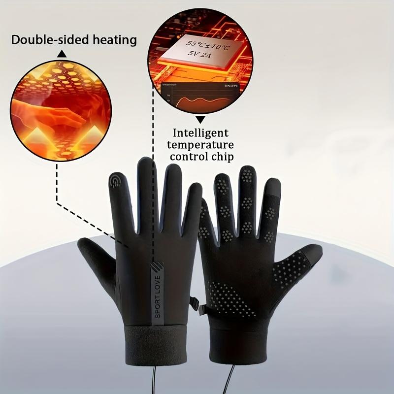 STNY Smart Heating Gloves USB-Powered with 3-Temperature Settings, Real-Time Heating, USB-Powered Hand Warmer for Skiing, Snowboarding, Commuting - Battery-Free Operation, Plug & Play (Compatible with Smartphones/Tablets/Laptops)