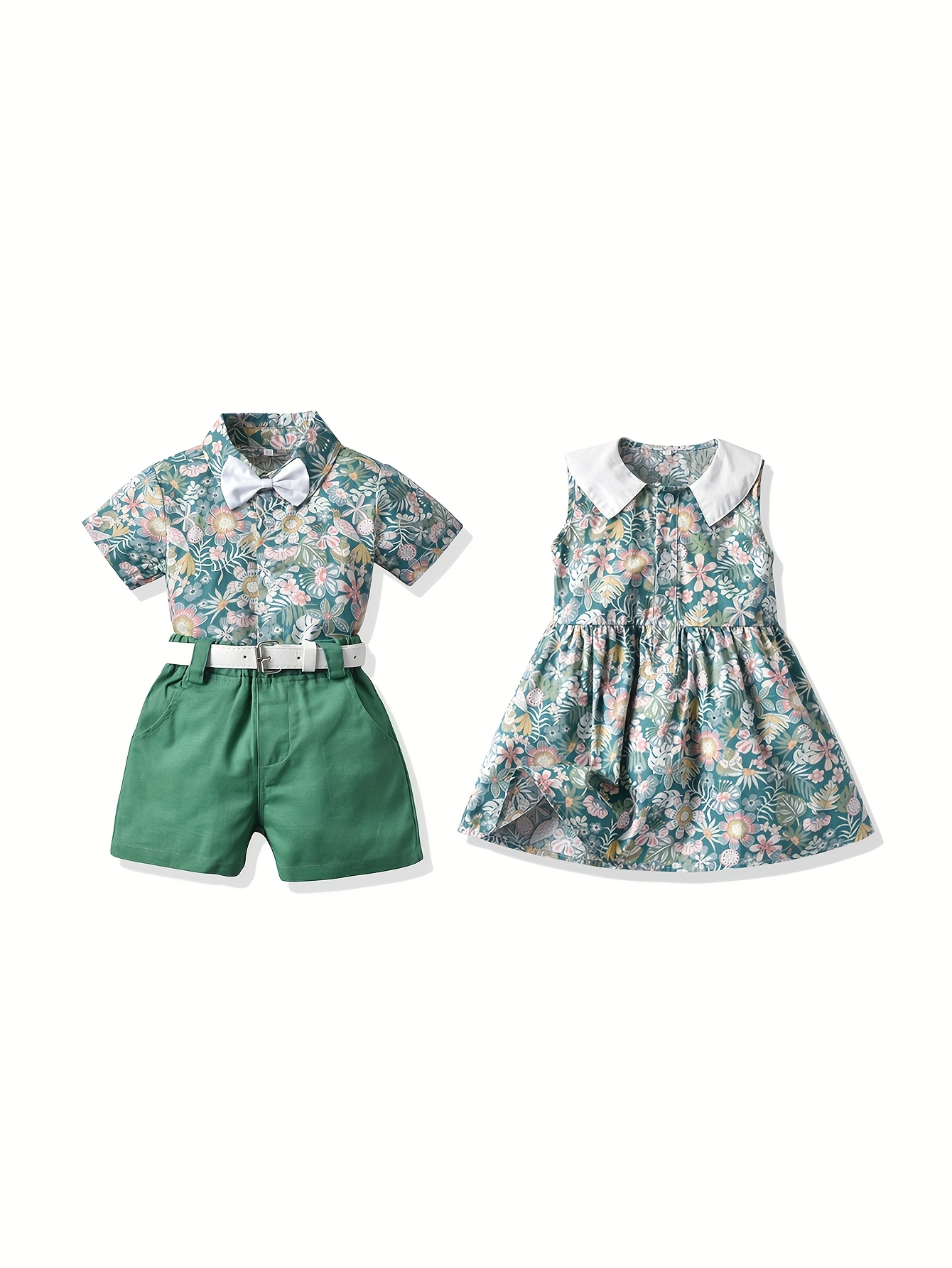 open lace back dress Family Matching Tropical Dress & T-shirt Set – Blue Floral Print for D main image 1