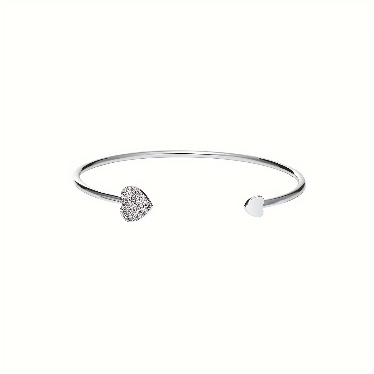 Elegant Rhinestone Heart Cuff Bangle - Accessory For Daily And Party Wear