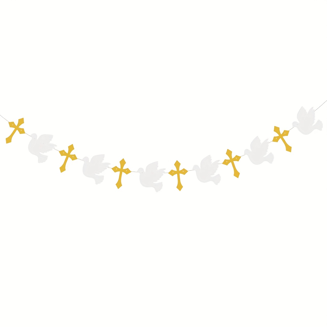 Christening & Garland Banner - Baptism, Wedding, Shower Decor, God Banner, Communion Sign, On Your Confirmation Decorations White Felt & Golden Glitter