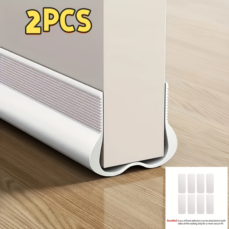 2pcs Adjustable Soft Rubber Door Draft Strips - Waterproof Windproof Noise-reducing Insect-proof Sealing Strips, Reusable Adhesive Door Bottom Protectors, Suitable For Types, - Soundproofing