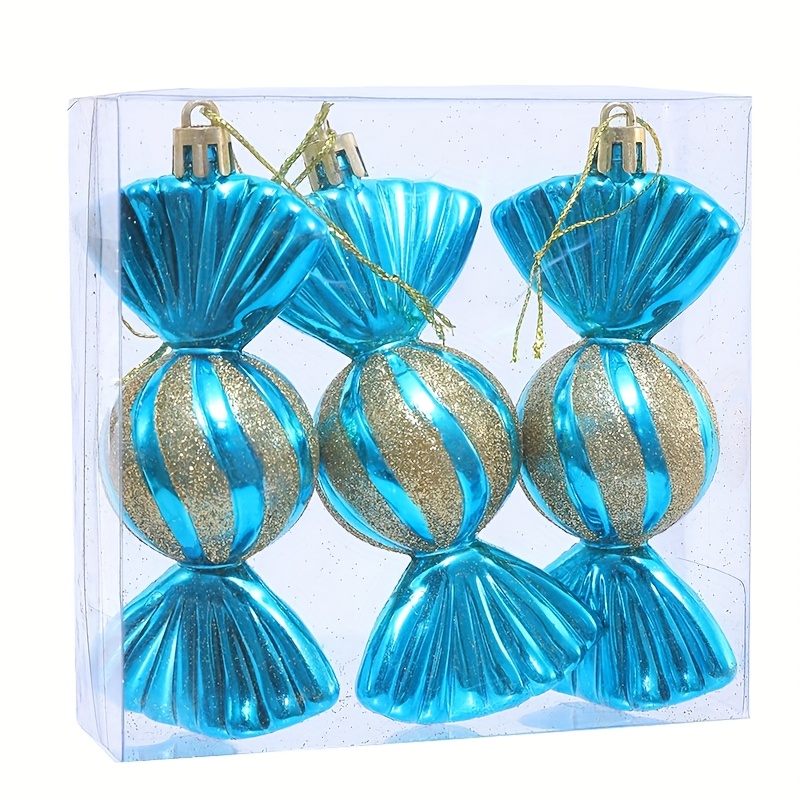 TEMU 3pcs Christmas Shiny Candy Pendant, Christmas Tree Decorative Hanging Ornaments, Suitable For Christmas Christmas Tree Decorations, Candy