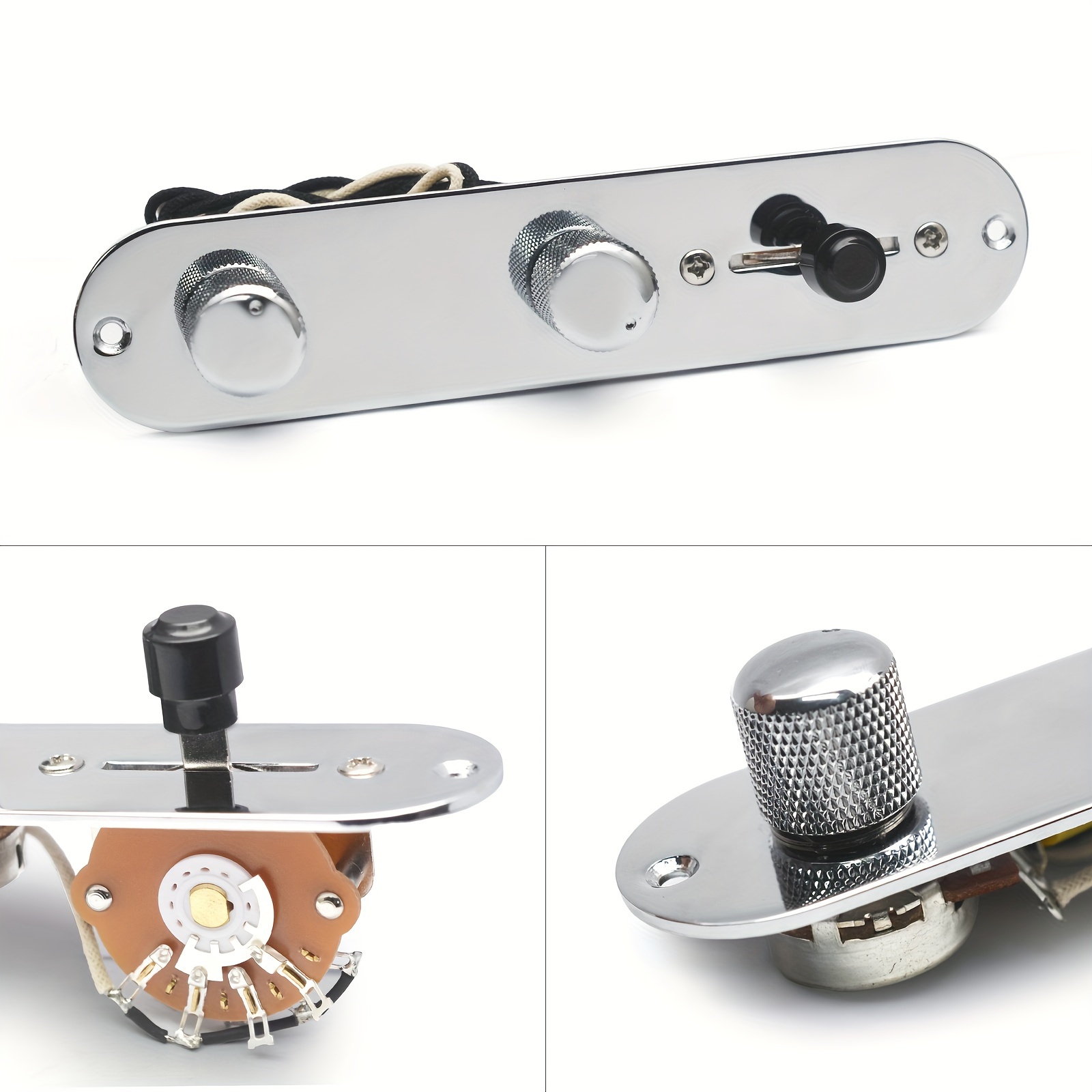 [1pc Vintage Guitar Control Plate] 1pc Vintage-Style 3-Way Switch Guitar Control Plate | Alloy, 500K Potentiometers, Blade Switch, Waxed Cloth Wiring Harness | Compatible with Telecaster