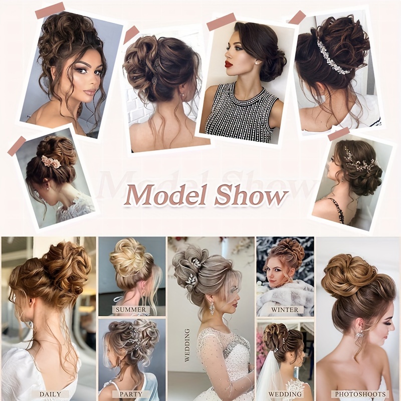 curly messy bun hair extension   claw clip in ponytail scrunchie   tray soft hairpieces for women daily wedding party use with no damage no shedding no     details 8