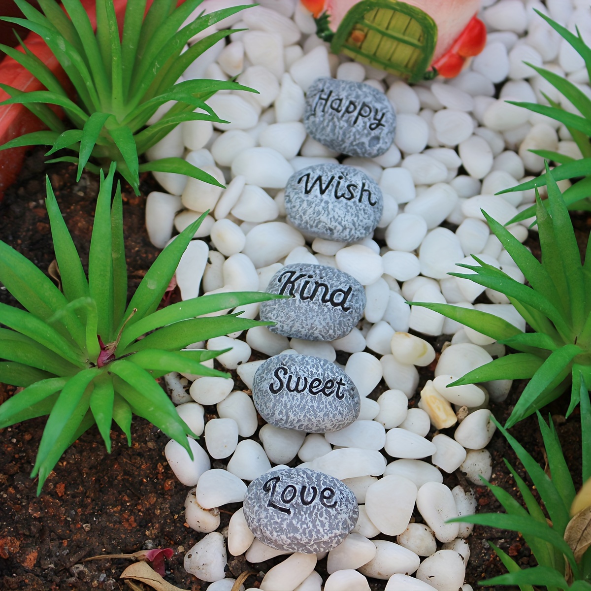 TEMU 5pcs Mini Stone, Resin Crafts, Used For Succulent Plant Decoration, Fairy Garden Decoration, Bonsai Pavement Decoration, Outdoor Garden Micro