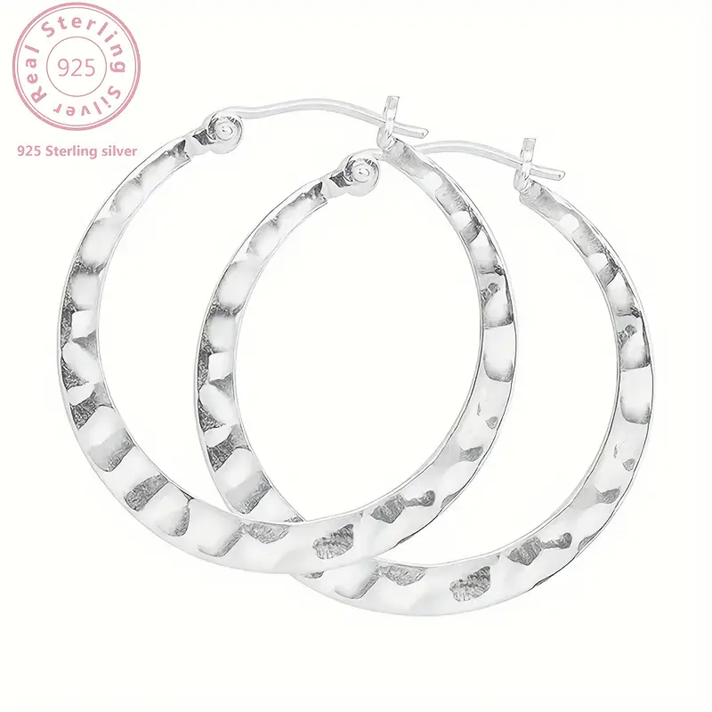 925 silvery unique ripple earrings water ripple indentation design lightweight texture suitable for daily earrings for women jewelry gifts gift exquisite gift box Product details 1