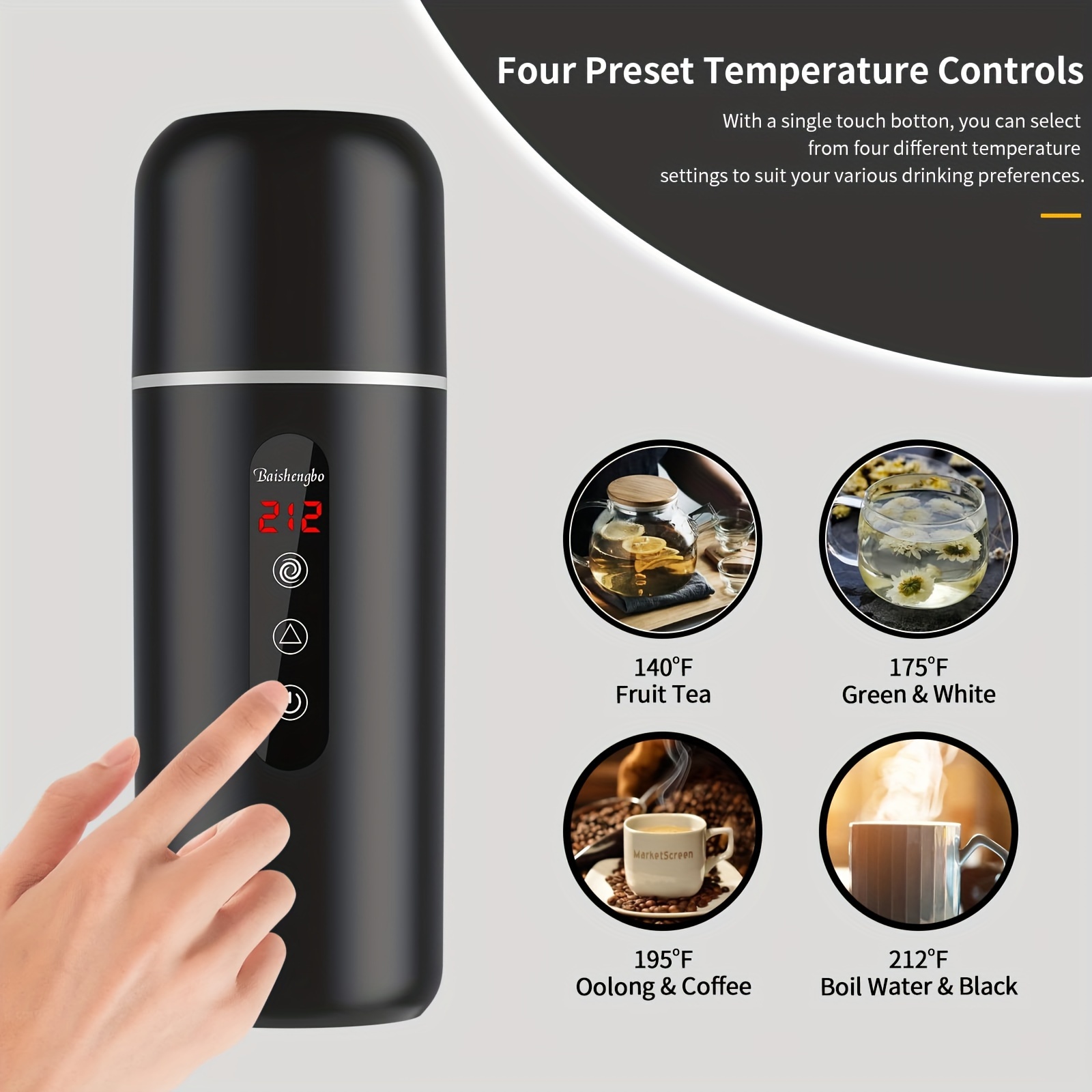 portable electric kettle car coffee warmer 12v 24v 96w fast Temu