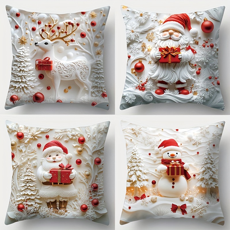 

4pcs, Christmas Theme, Incorporating Christmas , As Santa , Christmas , Etc. The Are , Red And . The Is Of And Comfortable Touch