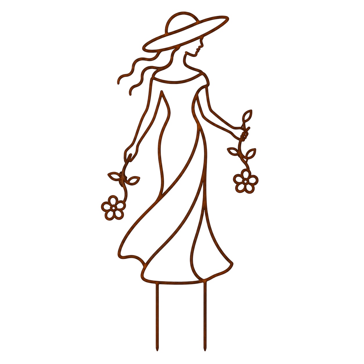 TEMU Elegant Girl With Hat Wrought Iron Climbing Trellis, Indoor Potted Pothos Ivy Climbing Support, Creative Metal Shaped Flower Holder, Garden Vine
