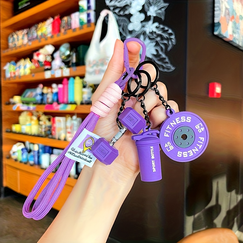 TEMU Fitness Series Nyckelring med Hög Estetisk Hantelplattor, Kettlebell-väska Hänge, och Tillbehör, Hantel Nyckelring, Kettlebell Nyckelring,