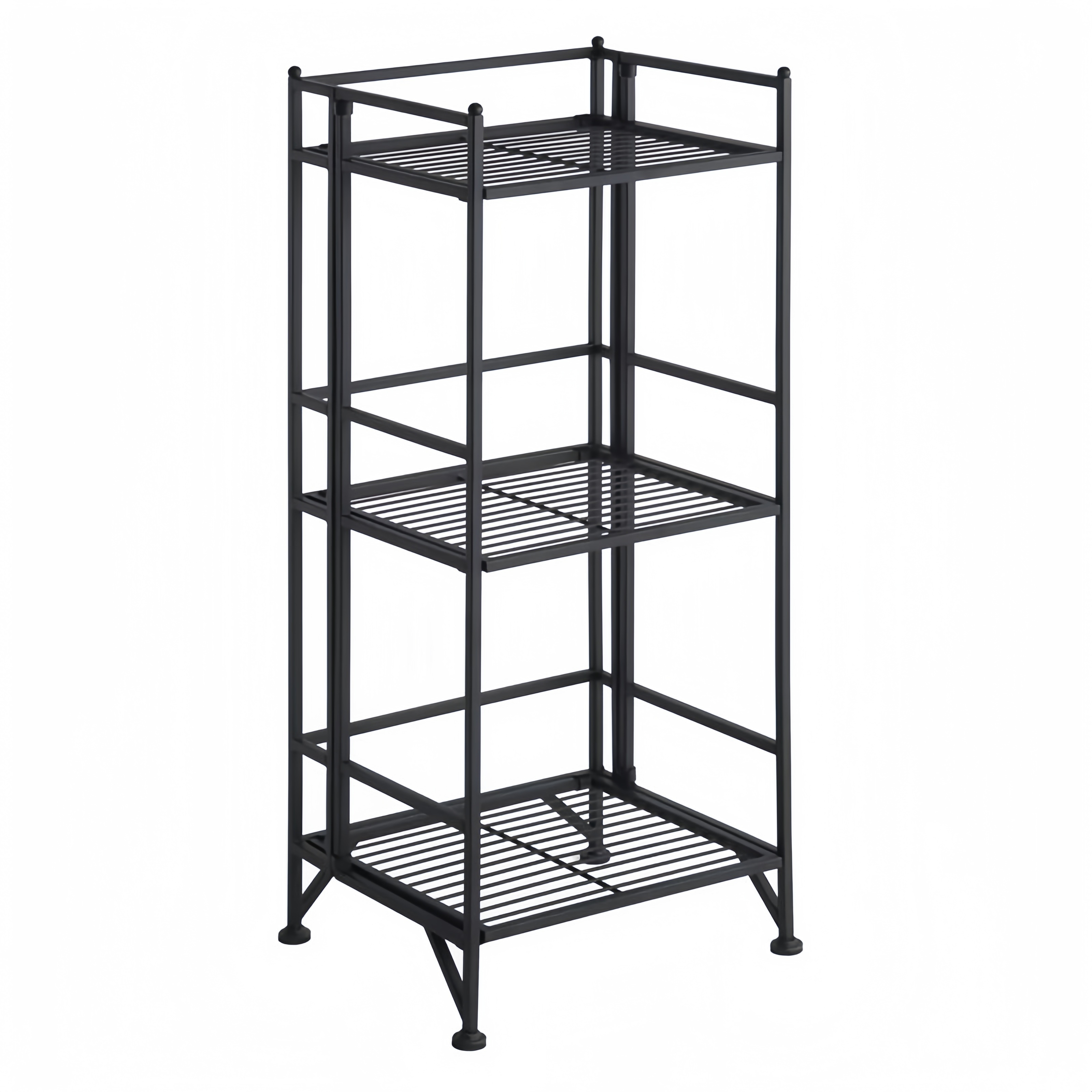 

32.5" 3 Tier Folding Metal Shelf Black