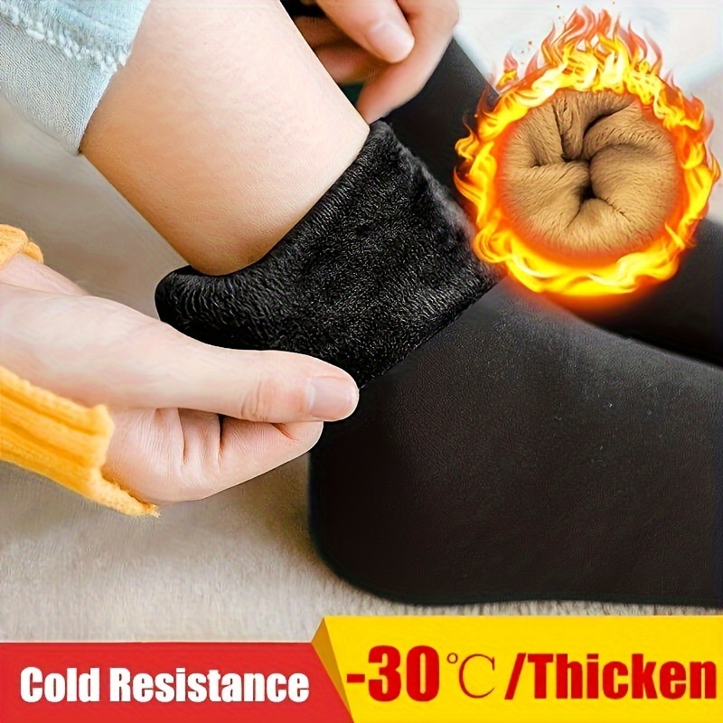 

3/6/12 Pairs Of Socks Men And Women Mid-calf Autumn And Winter Models Warm Socks Snow Boots Plus Velvet Thickened Men's And Women' Solid Color Floor Socks