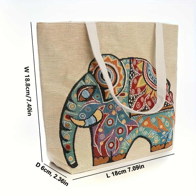 1 elephant series bag small double sided embroidered tote - Temu