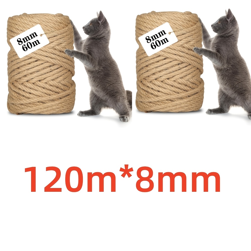120 Meters Of Scratch Rope, 8mm Thick Rope For Repairing Scratch Pillars Scratch Tree Scratch Pad Supplement - Durable Pet Safety