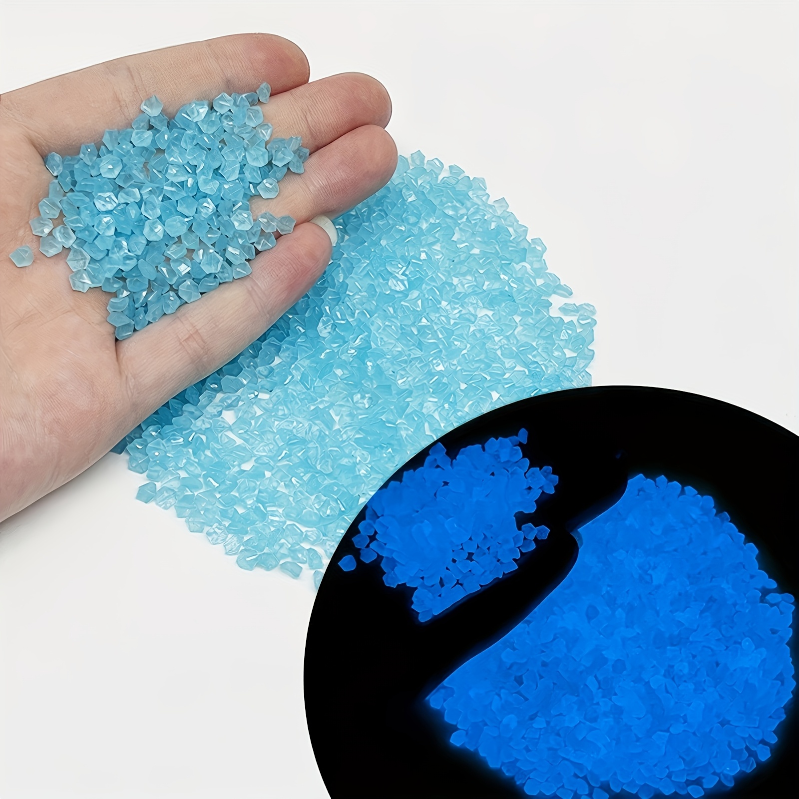 TEMU 5000pcs Of Luminous Resin Sand And Glow Stones - Multicolored 3-5mm, Suitable For Aquariums, Bonsai, Small Landscapes - Outdoor Decorative Stones, Garden Luminous , Magic