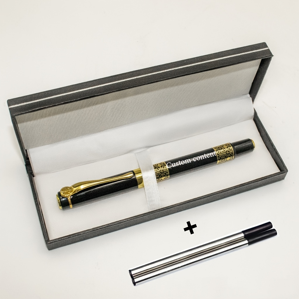 TEMU [Produit personnalisé] stylo 1pc / 2pcs Stylos, Stylo de signature métallique d' à texture gaufrée, haut de gamme, Écriture fluide, pour hommes
