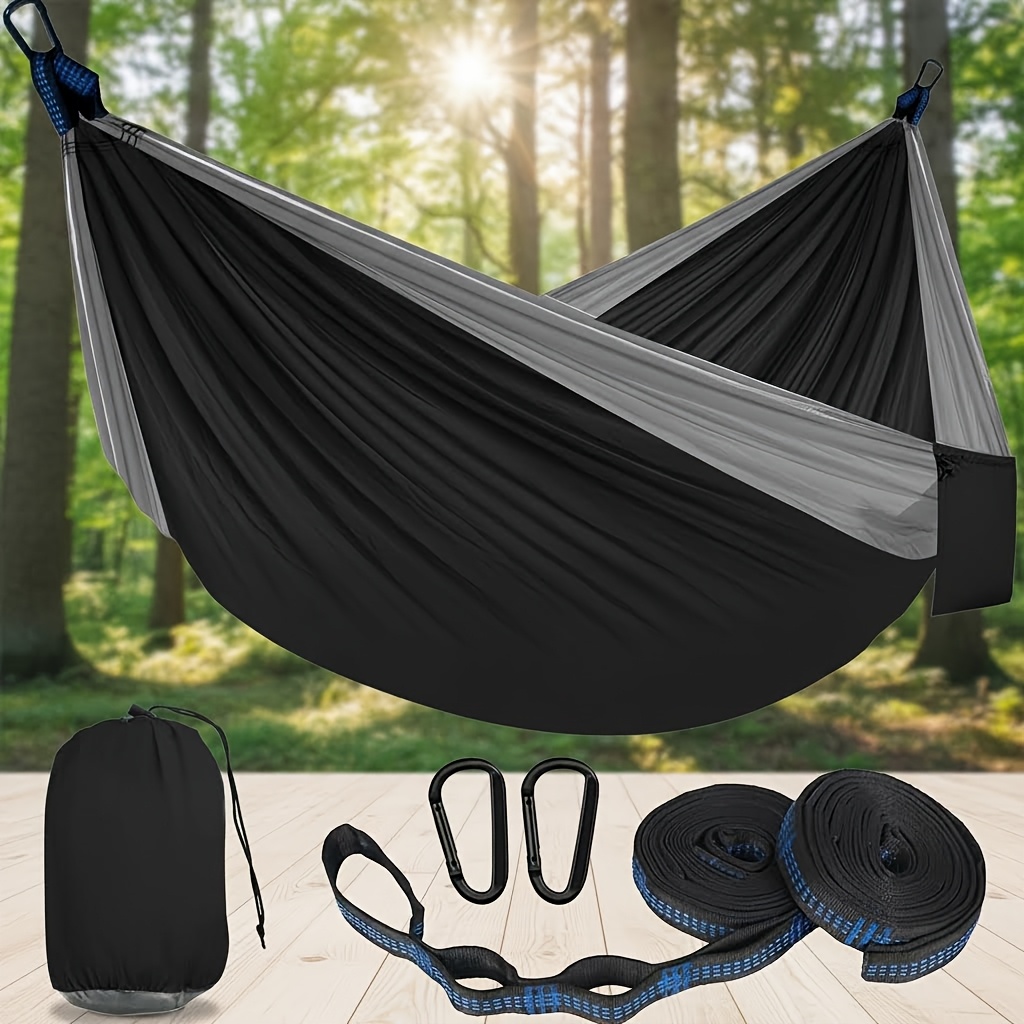TEMU Camping Hammock, Portable Single And Double Hammock For The Yard With Tree Straps And Carrying Bag - Ideal For Travel, Backpacking, Hiking, And