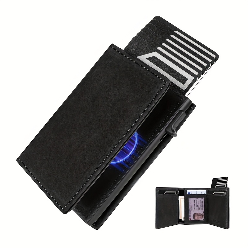 TEMU Men's Slim Minimalist Wallet - Coin Pocket, Pop-up Credit Card Holder, Perfect Gift For Teacher's Day, Birthday