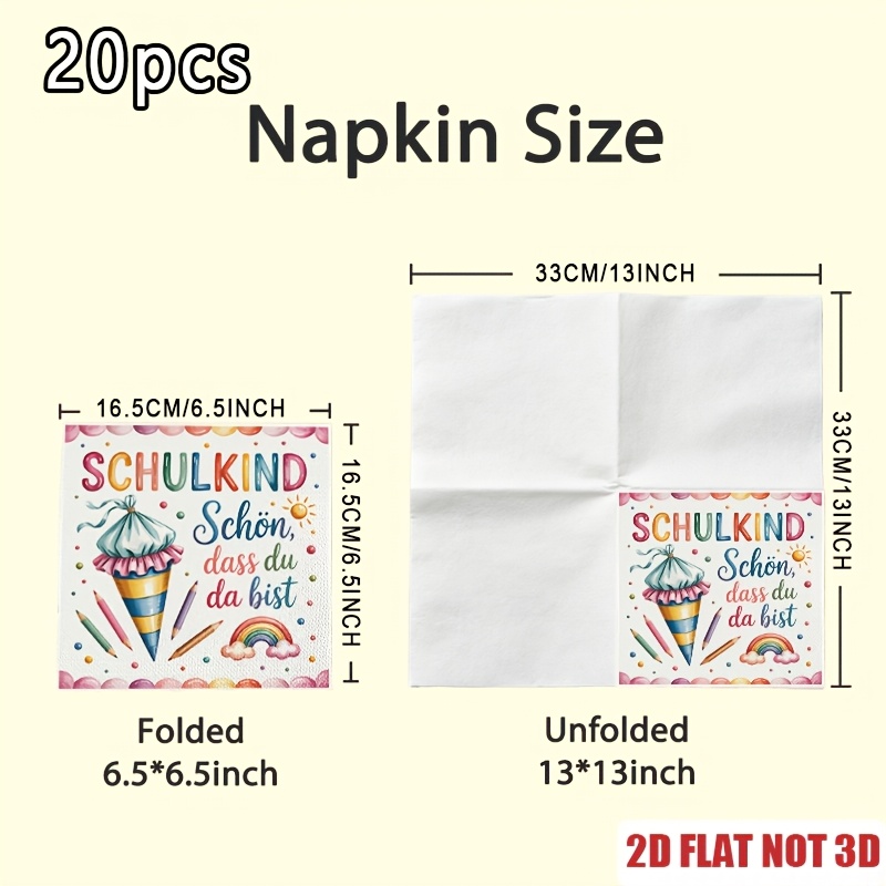 TEMU 2d Flat 20pcs, Colorful Watercolor School Theme Party Decorations, Guest Hand Towels Decorative Paper, Spring Summer Picnic, Wedding Birthday