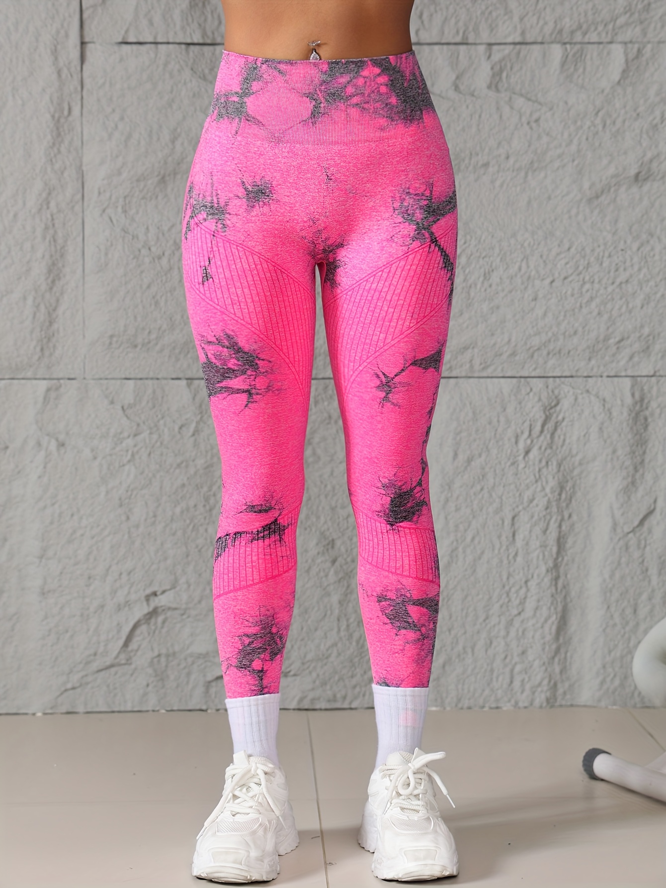 Pantalones Yoga Bolsillos Leggings Mujer Rosa Junio - Cintura Alta Bolsillos Yoga Gimnasio Leggings Entrenamiento Elásticos