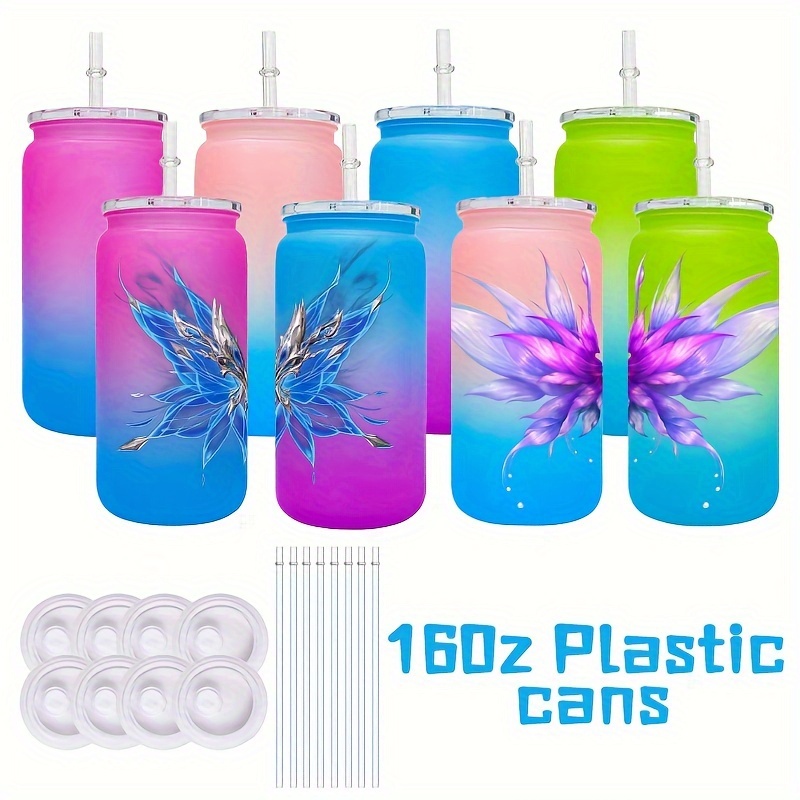 

8pcs 16oz Plastic & - For Iced , , - Set For , For School