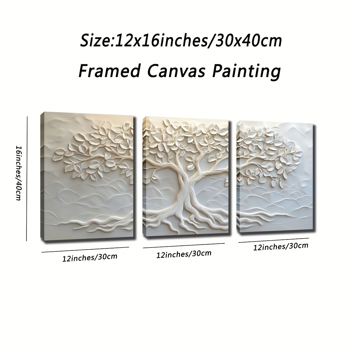 TEMU 2D, 2D, Cuadro enmarcado, pintura al óleo en relieve de árbol , Decoración para el hogar, Pintura en , Murales de decoración para y dormitorio,
