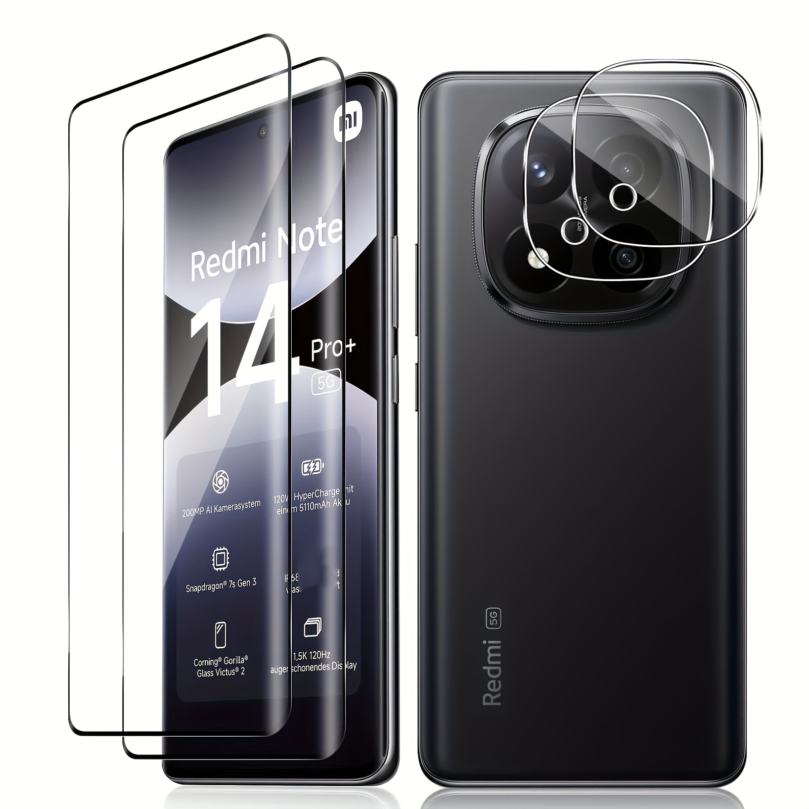 E-shop 4-teiliges Set [2+2] passend für Redmi Note 14 Pro 4G/5G, Xiaomi POCO X7, Redmi Note 14 Pro+ 5G, Redmi Note 14 Pro, 13 Pro+, 13 Pro Plus 5G. 9H