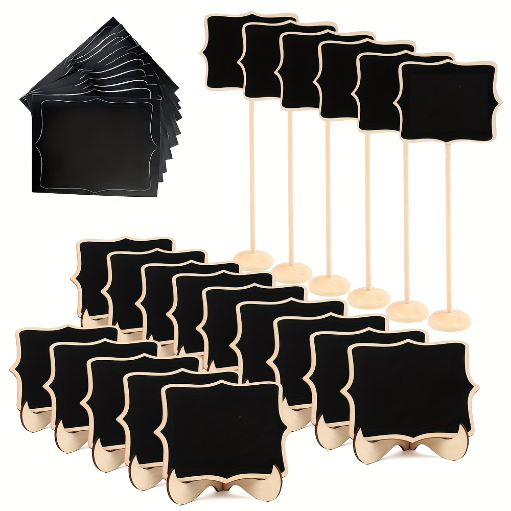 TEMU 20pcs Elegant Mini Chalkboard Signs With Easel Stand - Weddings, Parties, - Includes Table Numbers, Food Signs, And Message Board For Halloween,christmas Event & Party Supplies
