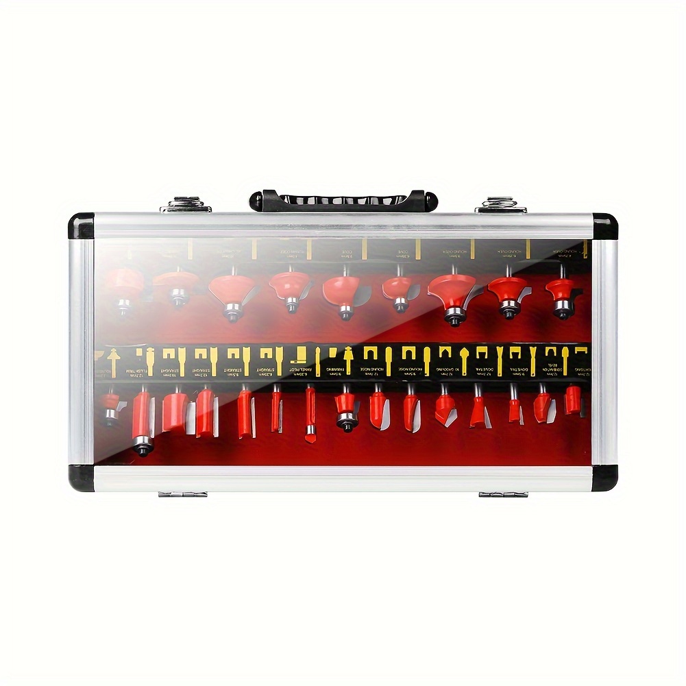 Image of 24pcs 6mm Wood Milling Cutter Shank Carbide Router Bit Set Trimming Machine Tool For Trimmer Cutting Kit