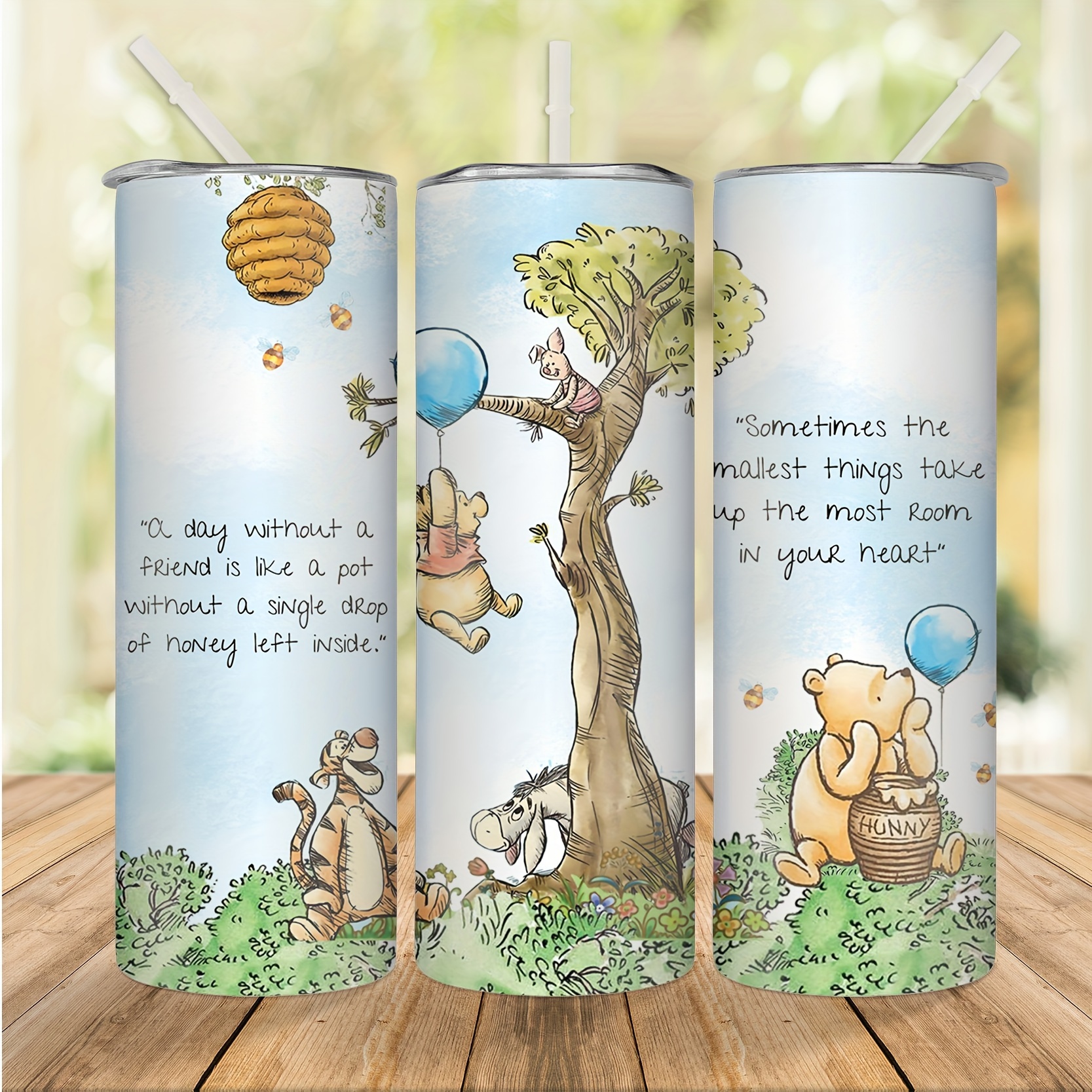 

1pc Tumbler, 20oz Cute Bear Straight Cup Printed With Classic And Friends' Pattern, Stainless Steel Insulated Insulated Cold Water Cup With Staw, Gifts, For Family And Friends, Home Supplies