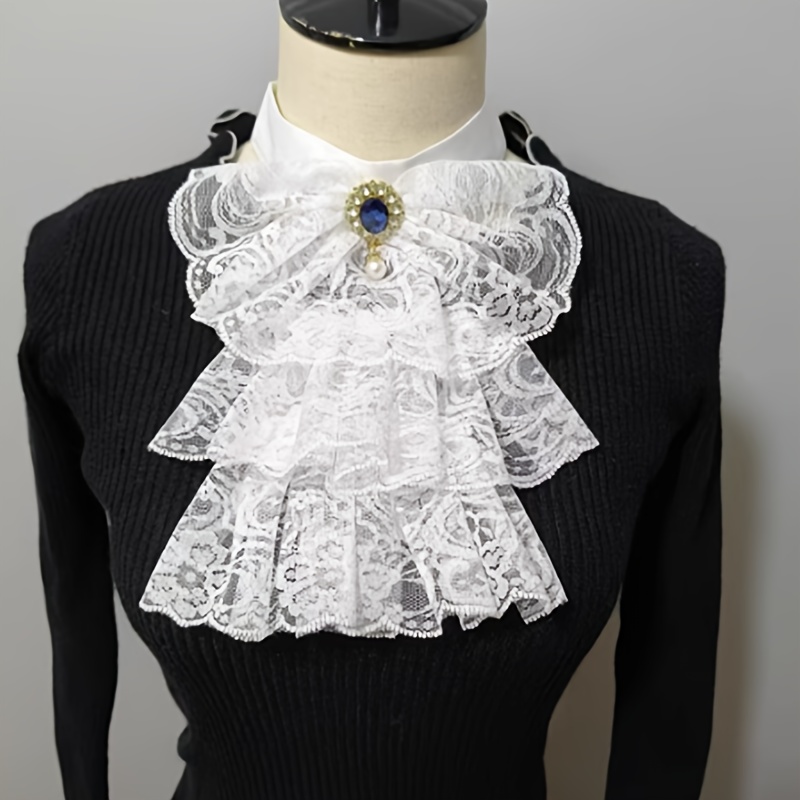 

1pc Vintage Style Collar, Polyester Lace Neck Petticoat, Woven Court Cravat, Hand Washable Or Only