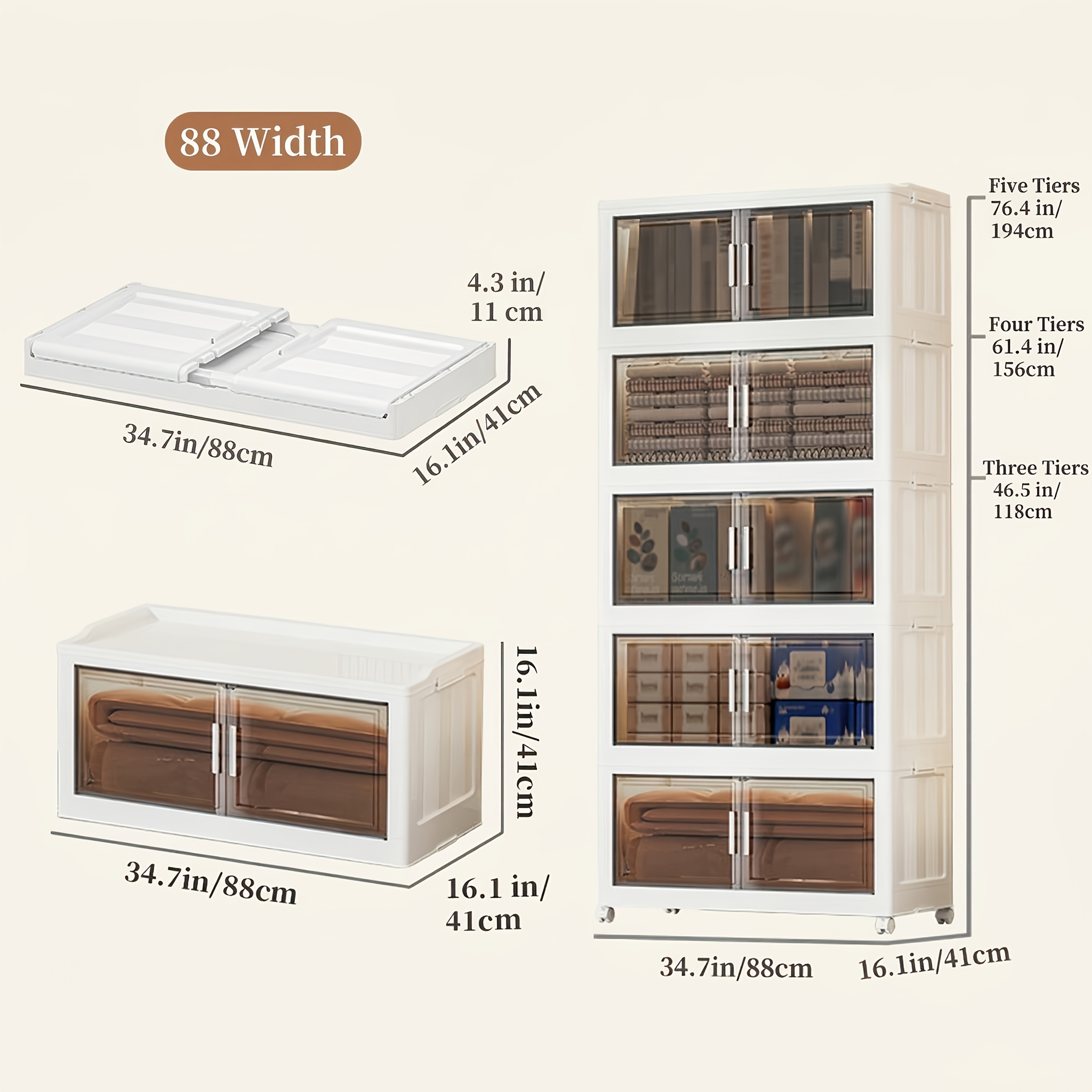 Extra Large Foldable Office Storage Cabinet with Lids & Wheels