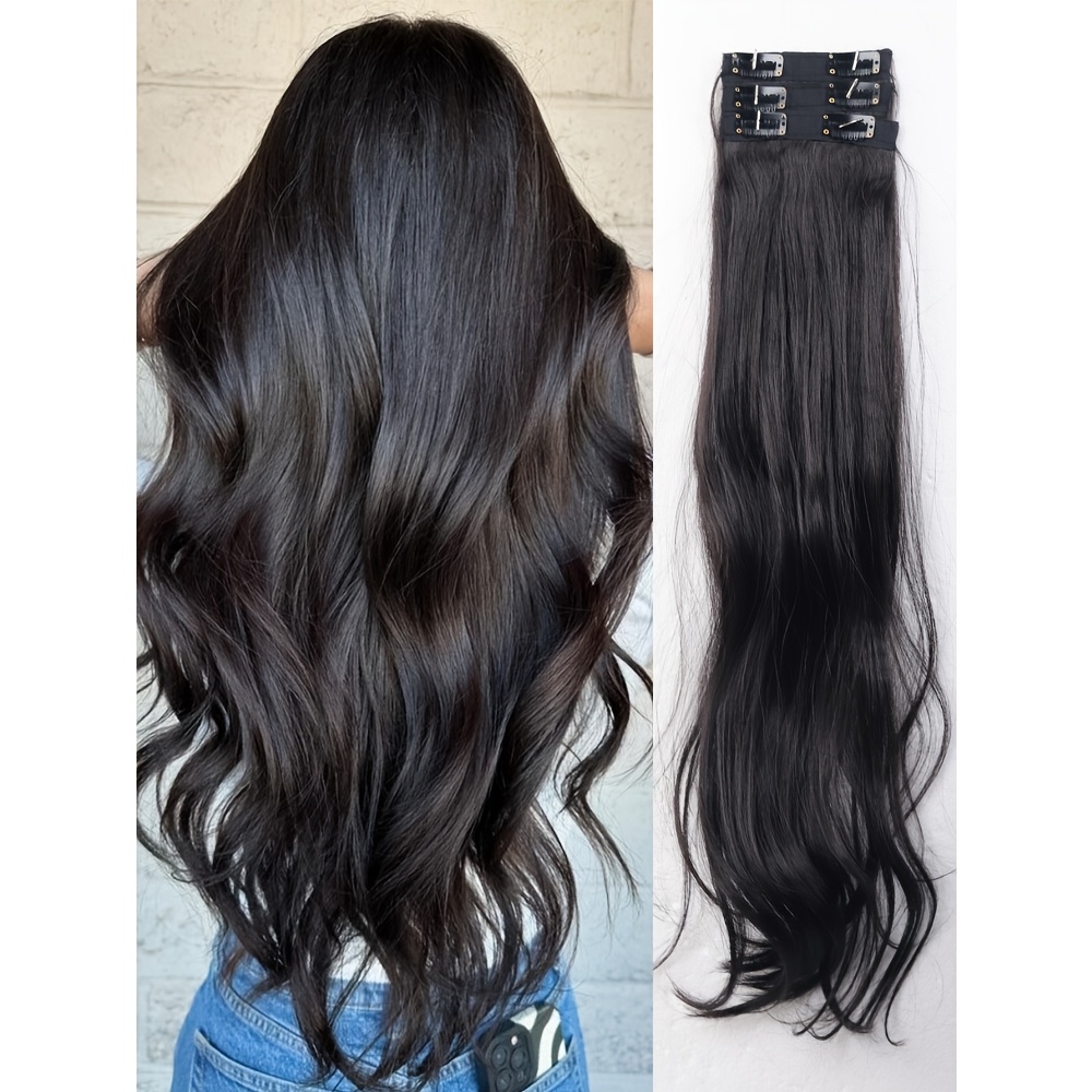 TEMU 3pcs 24inch Clip In Hair Extensions Suitable For Women's Thinning Hair, Natural Invisible Lightweight Synthetic Curly Wavy Hair Pieces With Bb