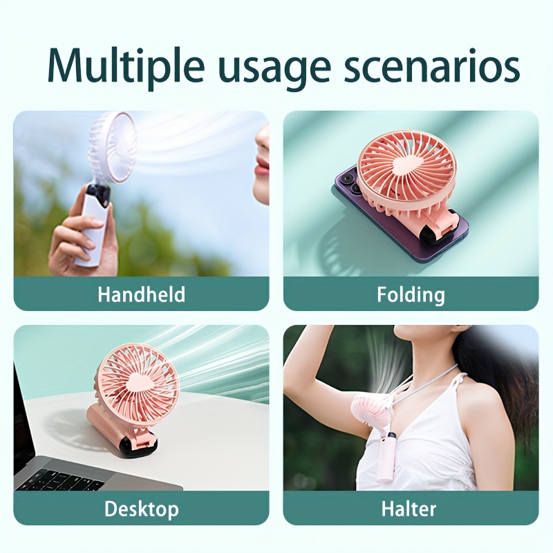 portable wearable fan with 5 speed cooling usb rechargeable ideal for   home use foldable multifunctional details 6